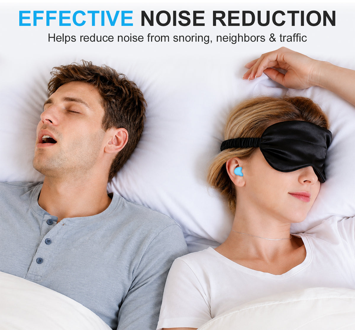 Ear Plugs for Sleeping, 16 Moldable Noise Cancelling Silicone Earplugs for Swimming, Snoring, Sleep and Studying, Blue