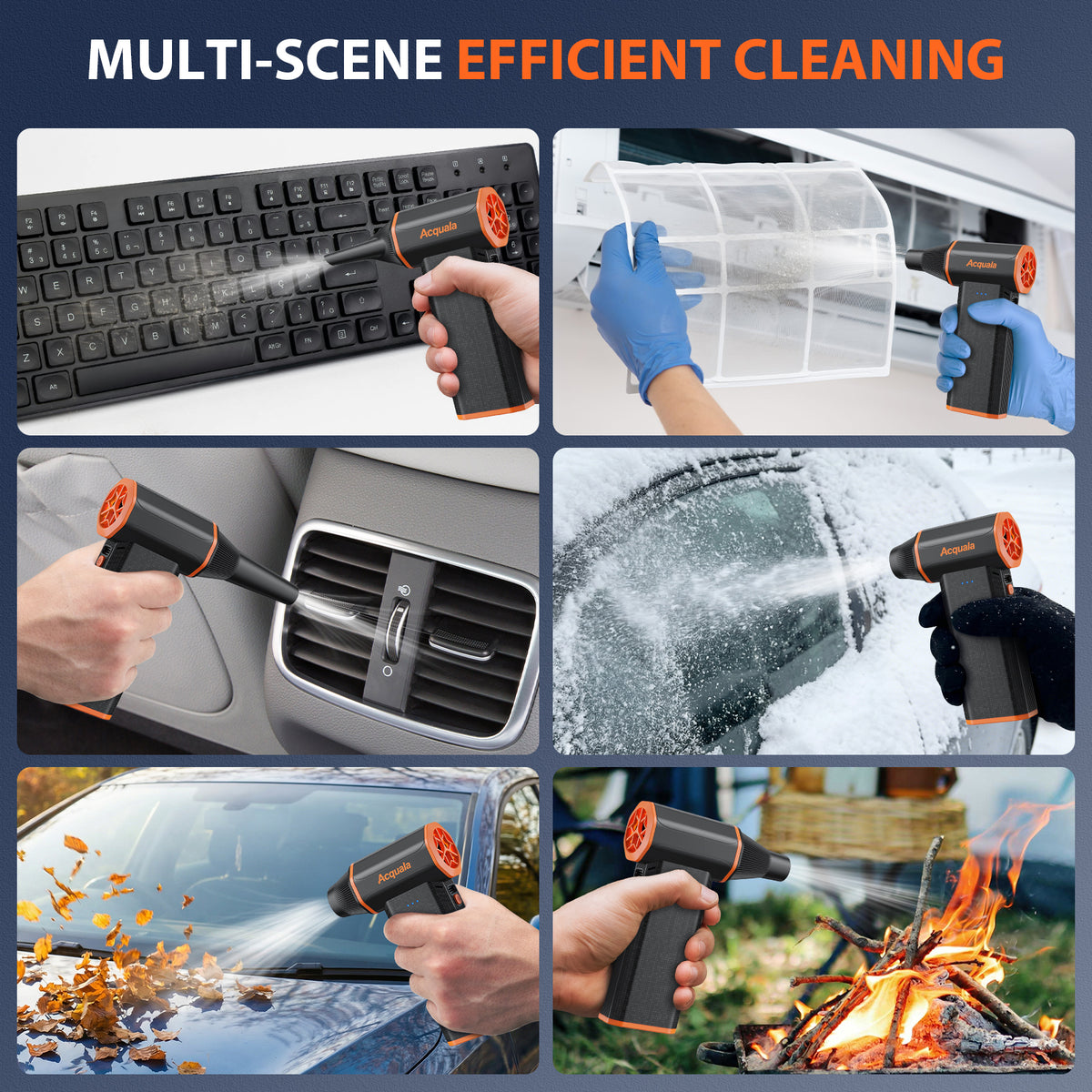Compressed Air Duster, 160000RPM Ultra Powerful Electric Air Duster, 3-Speed Adjustable Air Blower, Rechargeable Cordless Mini Blower for Keyboard, Computer, Electronics, Car, Home & Outdoor Cleaning