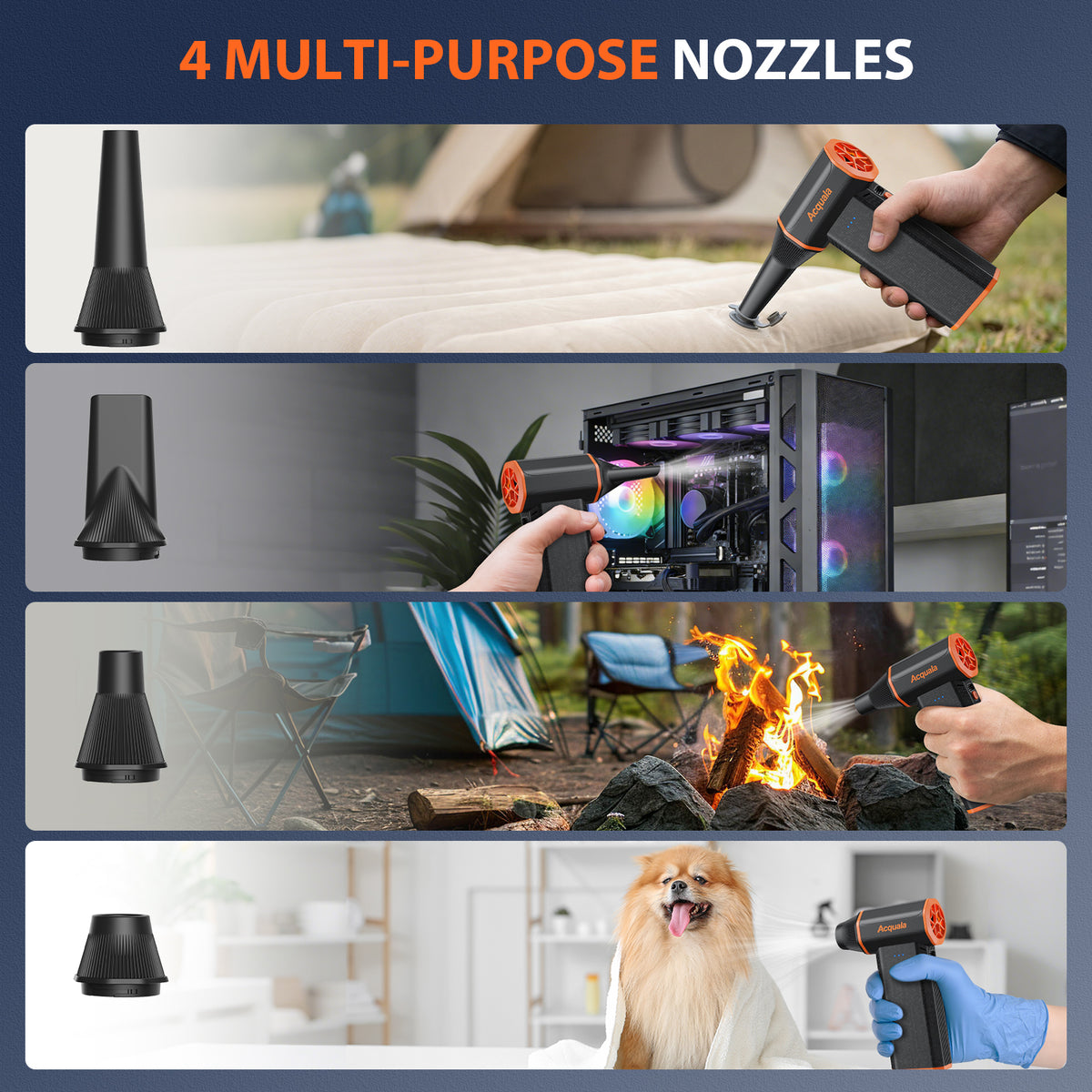 Compressed Air Duster, 160000RPM Ultra Powerful Electric Air Duster, 3-Speed Adjustable Air Blower, Rechargeable Cordless Mini Blower for Keyboard, Computer, Electronics, Car, Home & Outdoor Cleaning